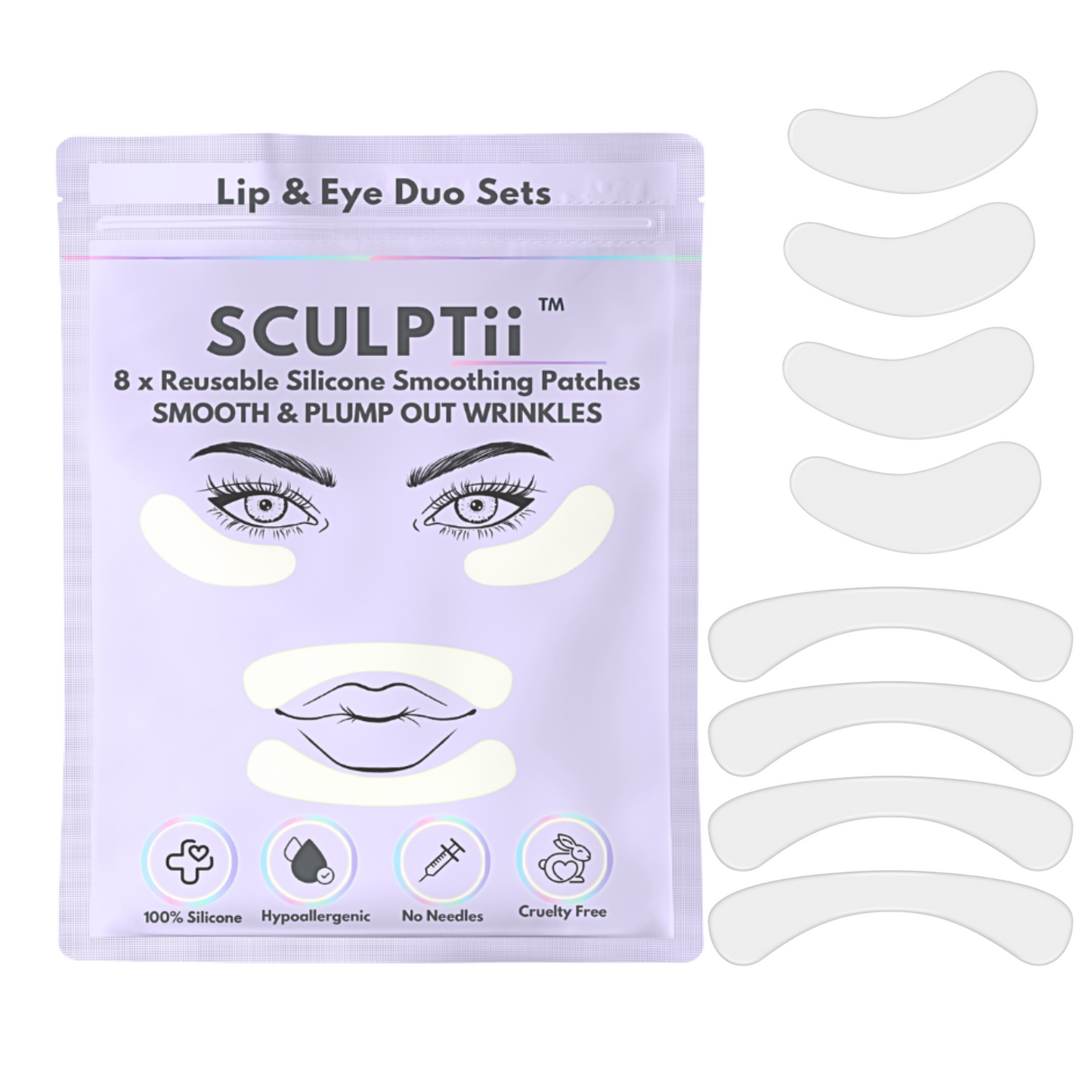 SCULPTii Lip & Eye Smoothing Silicone Patches Super 8 Pack